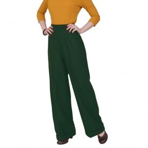 Green 1940's Style Katherine Trousers NWOT